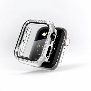 2-In-1 Apple Watch Case & Built-In Screen Protector  – Silver Diamante Accessories