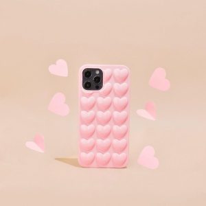 3D Hearts Phone Case – Candyfloss Pink 3D Phone Cases