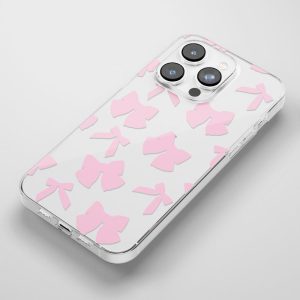 Clear Phone Case – Pink Bows Clear Phone Cases