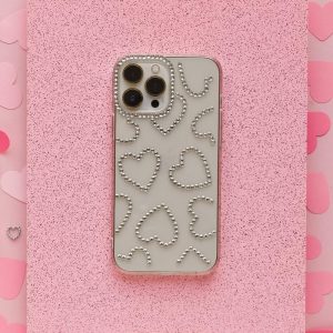 Diamante Hearts Phone Case Clear Phone Cases