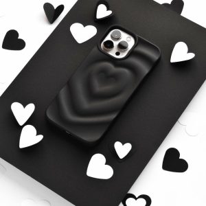 Melting Heart Phone Case – Matte Black 3D Phone Cases