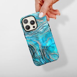 Tough Phone Case – Turquoise Crystal Agate Phone Cases