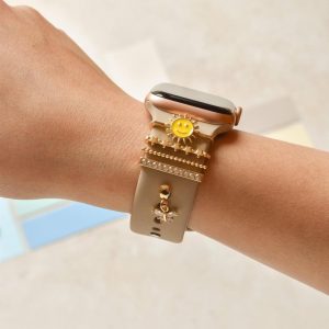 Watch Strap Charm Pack – Gold Smiley Sun Metal Watch Strap Charms