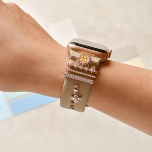 Watch Strap Charm Pack – Rose Gold Smiley Sun Beaded Watch Strap Charms