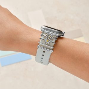 Watch Strap Charm Pack – Silver Wavy Daisy Metal Watch Strap Charms