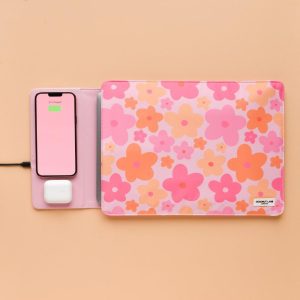 Wireless Charging Laptop Sleeve – Pink & Orange Bloom Laptop